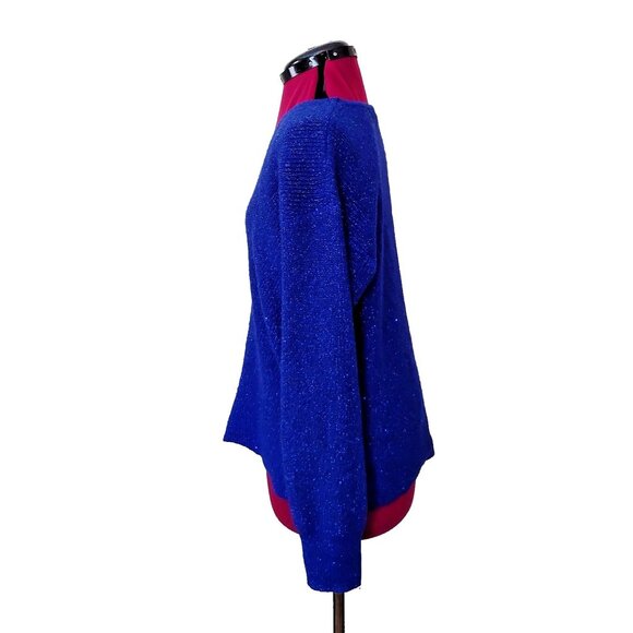 INC International Concepts Women’s Sweater Size XL Blue Sparkly V-Neck Pullover - Picture 3 of 7